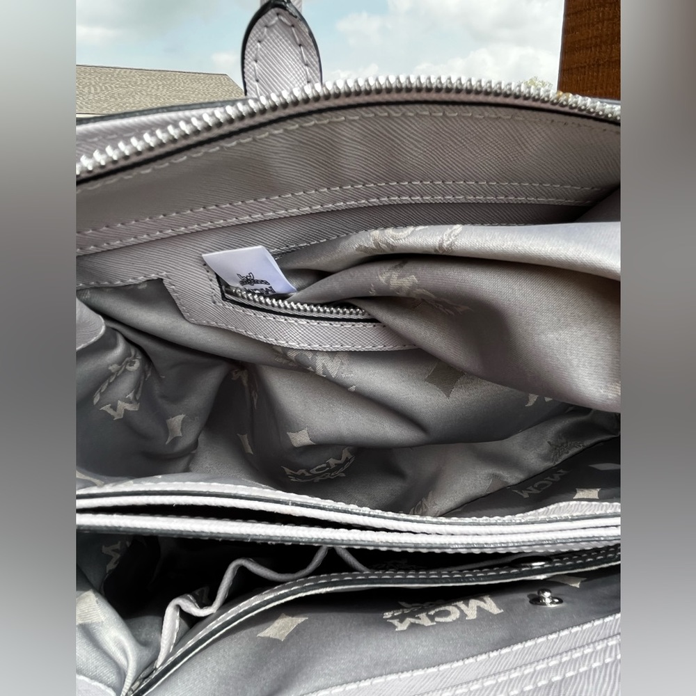 MCM Authentic NWOT Saffiano Nuovo Gray Tote Crossbody Bag with Dust bag - Picture 7 of 14